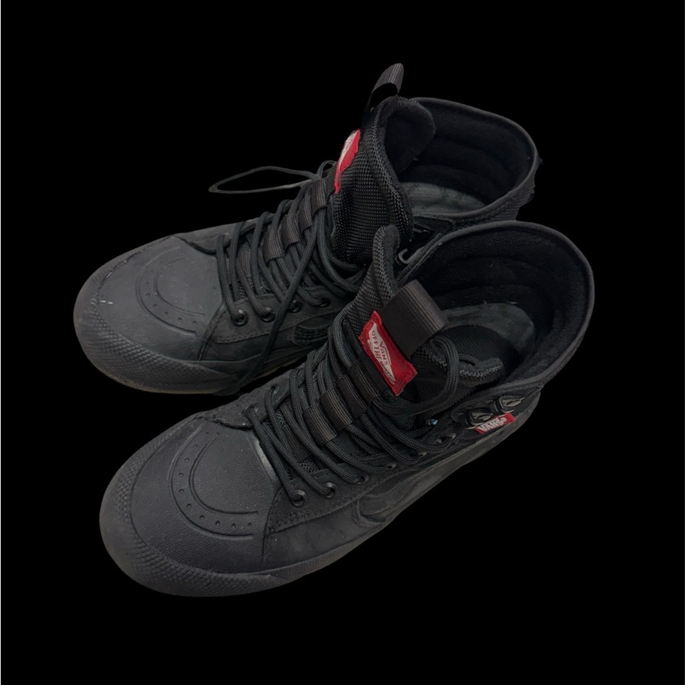 Vans Black and Red High-Top Sneakers